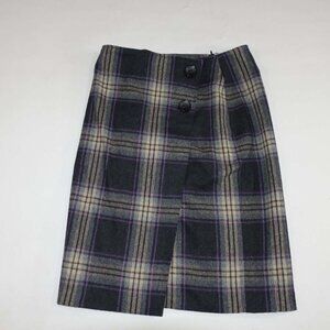 Christian Berg Stockholm Women's Wrap Skirt Size 36 / 4 Black Gray Purple Plaid